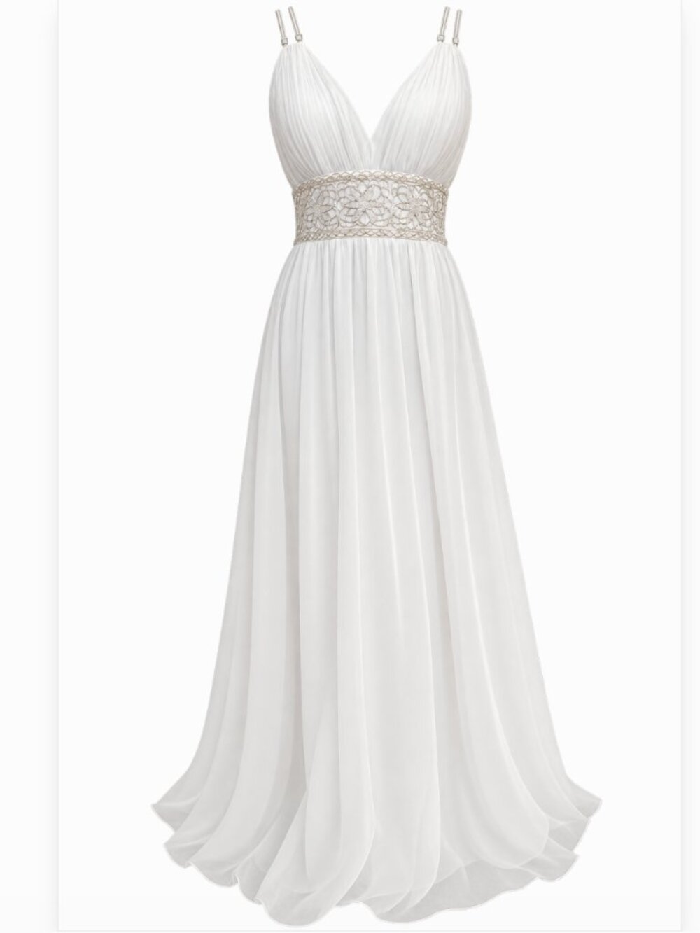 Oleg Cassini Grecian Goddess Beaded Mesh Chiffon Wedding Dress 16
